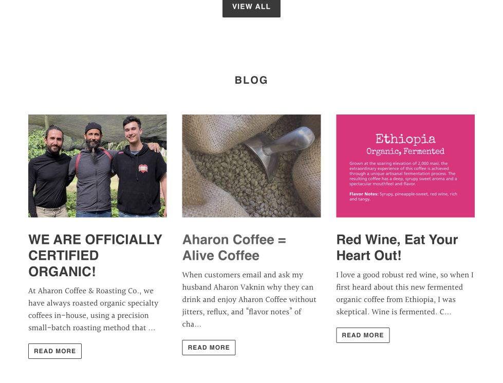 lower-page screenshot of the Independent Coffee Roaster website.