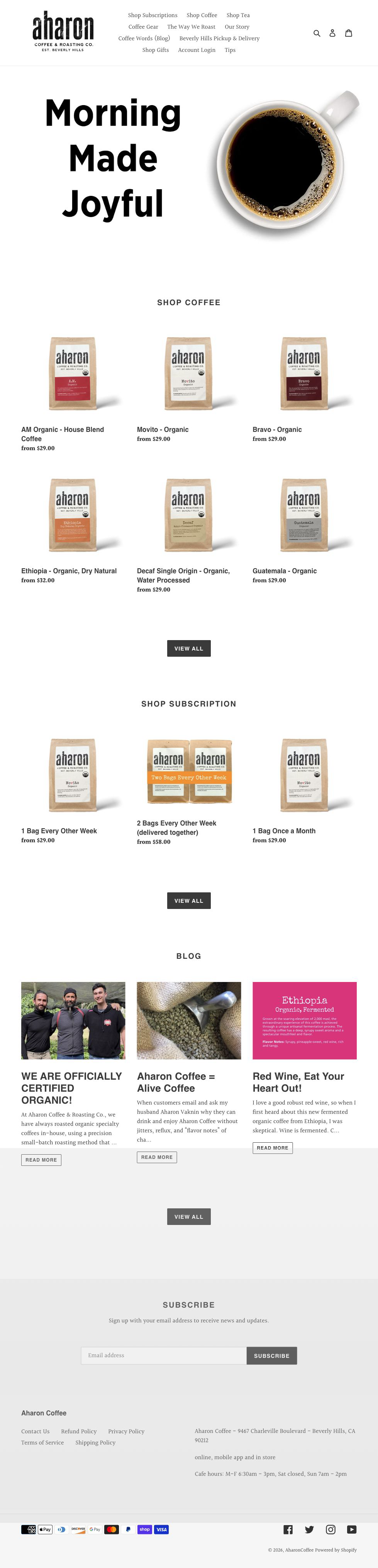 full-page screenshot of the Independent Coffee Roaster website.