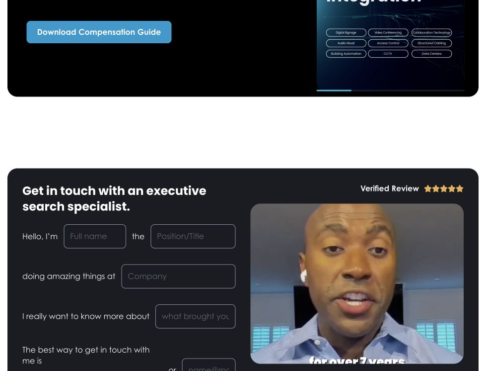 mid-page screenshot of the Executive Search Firm website.