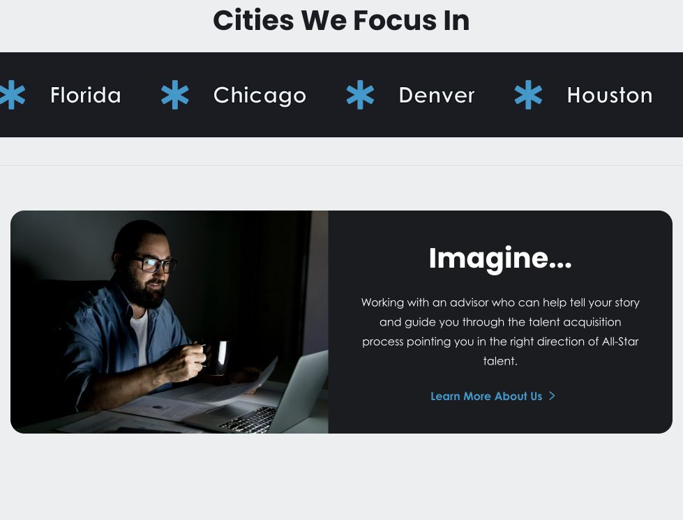 lower-page screenshot of the Executive Search Firm website.