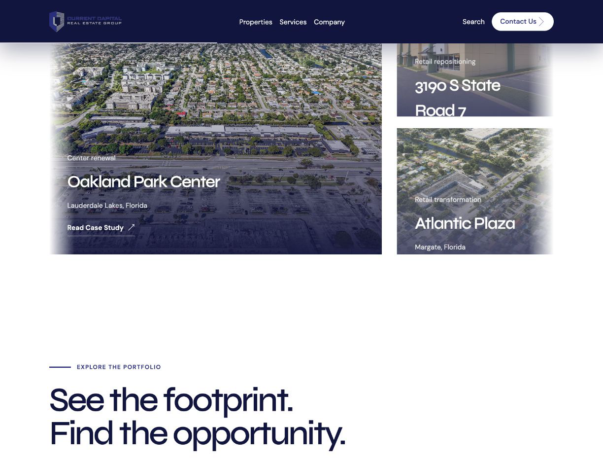 mid-page screenshot of the Current Capital Group website.