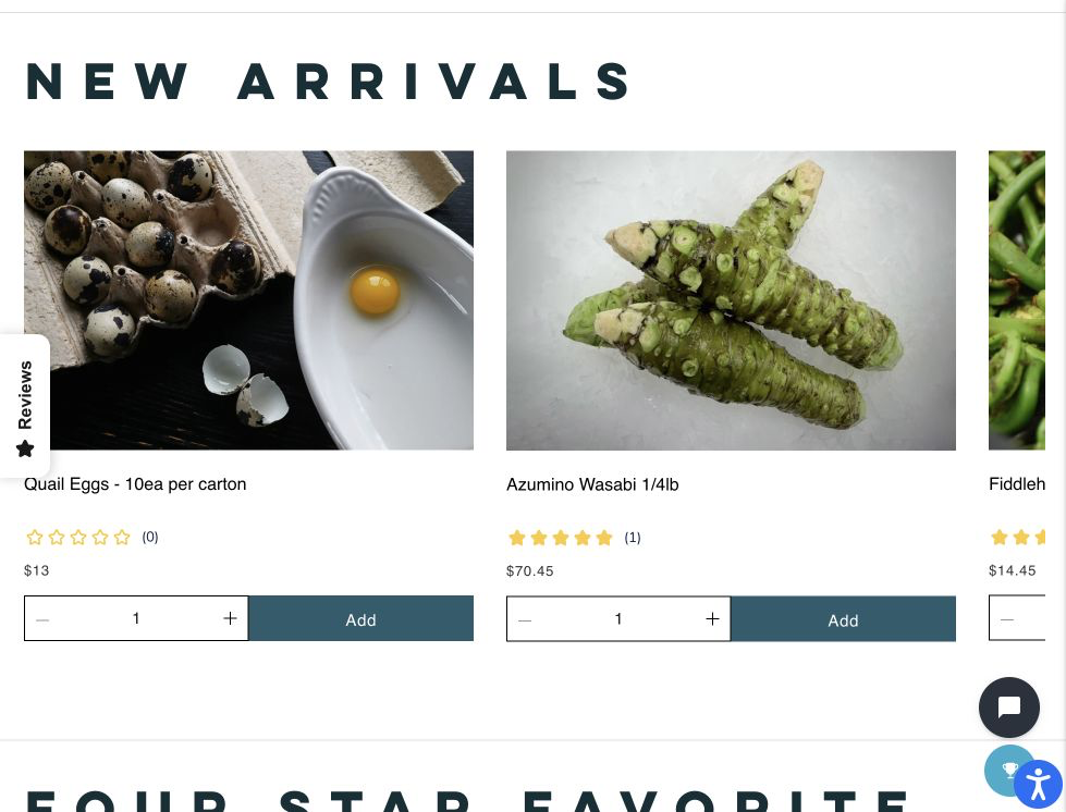 lower-page screenshot of the Premium Food Marketplace website.