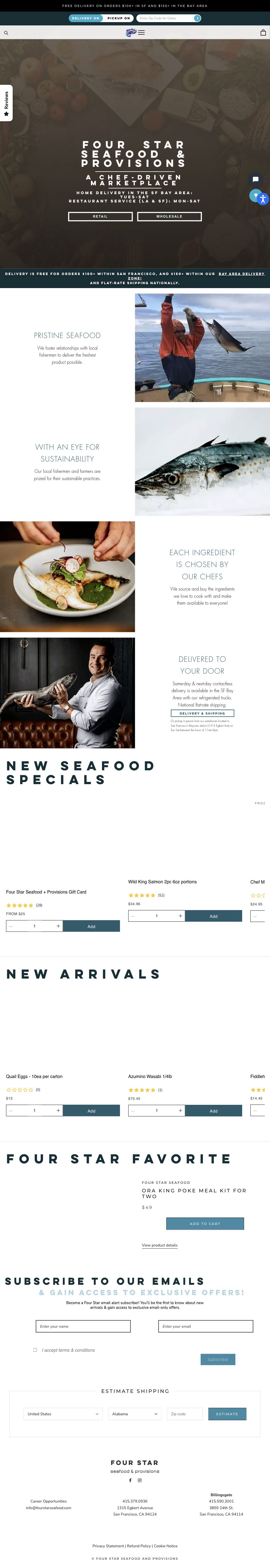 full-page screenshot of the Premium Food Marketplace website.
