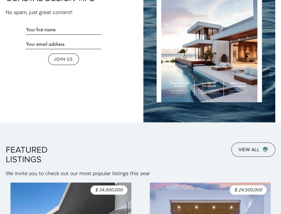 lower-page screenshot of the Luxury Architecture Studio website.