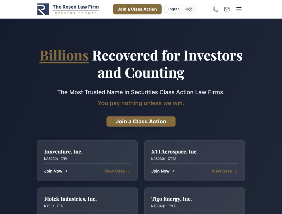 hero screenshot of the Securities Litigation Firm website.