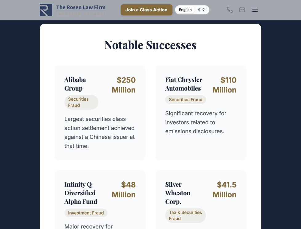 lower-page screenshot of the Securities Litigation Firm website.