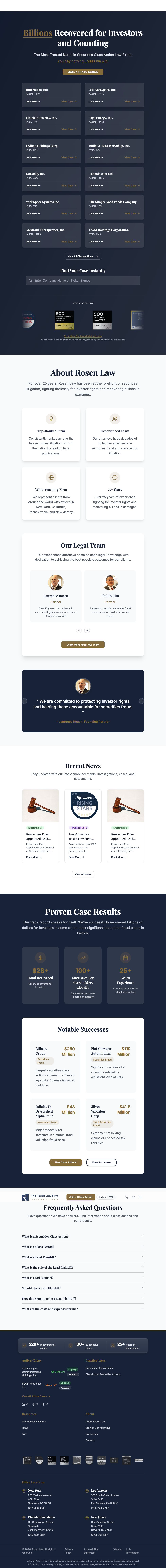 full-page screenshot of the Securities Litigation Firm website.