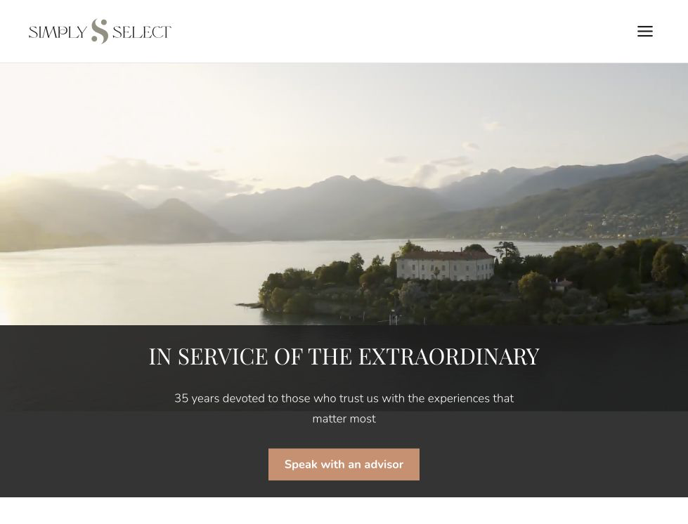 hero screenshot of the Luxury Travel Company website.