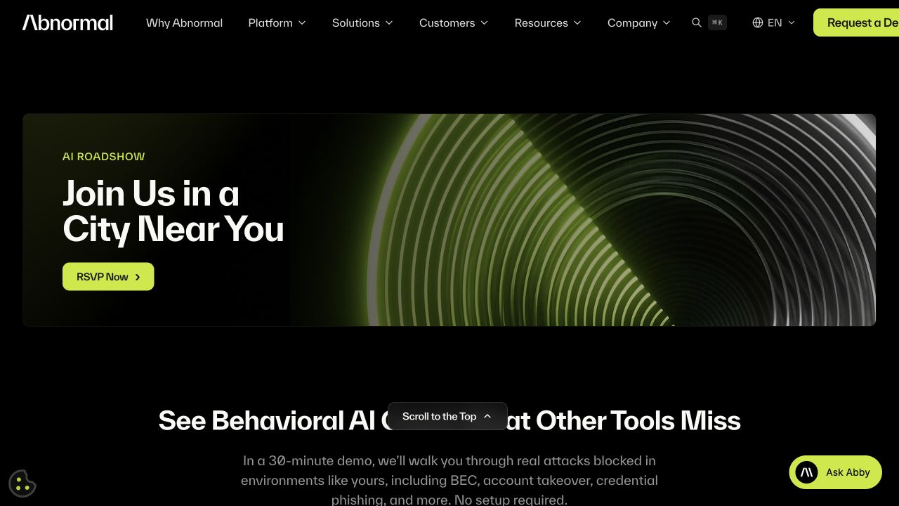 AI Roadshow and demo call to action screenshot of the AI Security Platform website.