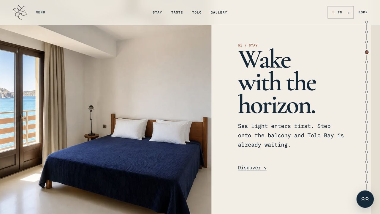 breakfast ritual story screenshot of the Grand Hotel Forget Me Not website.