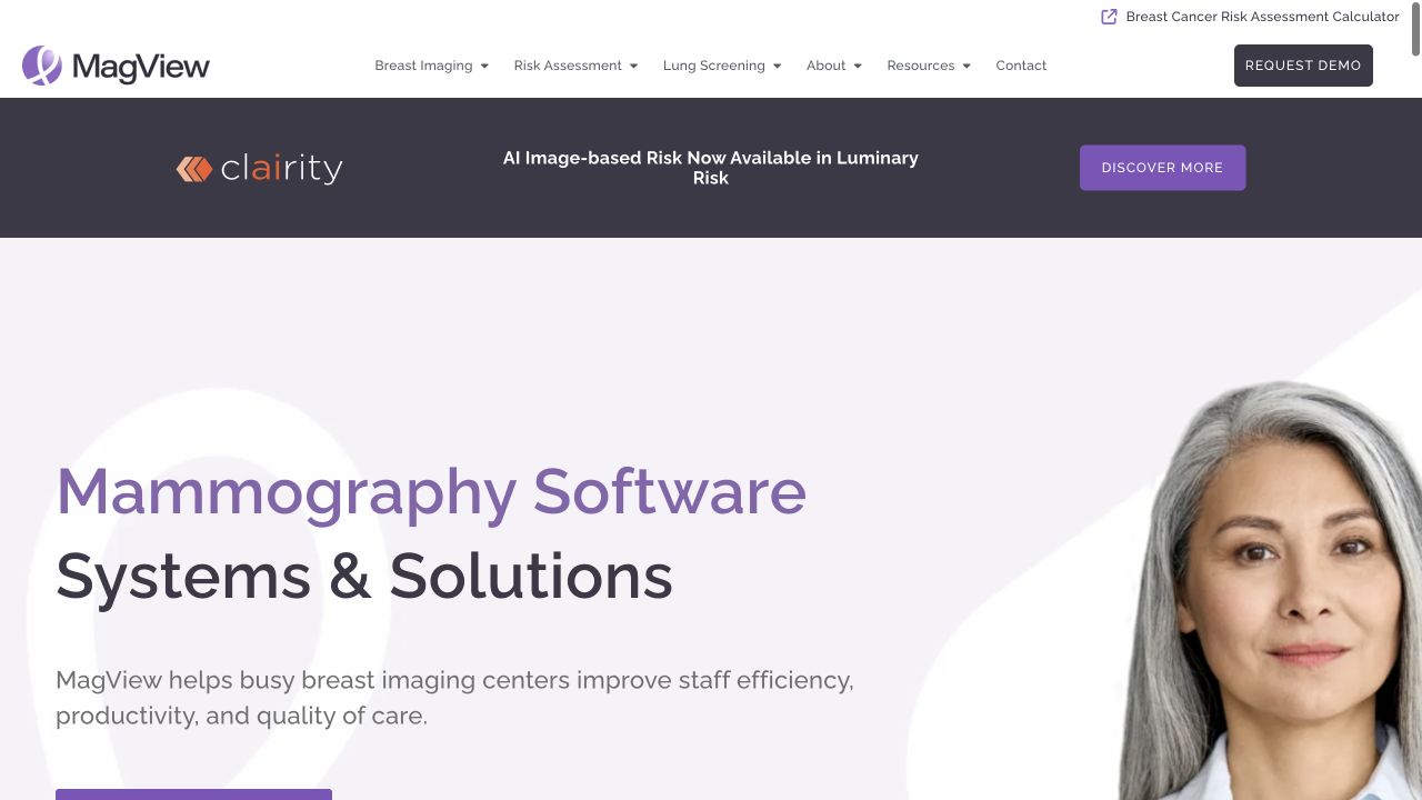 mammography software homepage hero screenshot of the Healthcare Software Platform website.